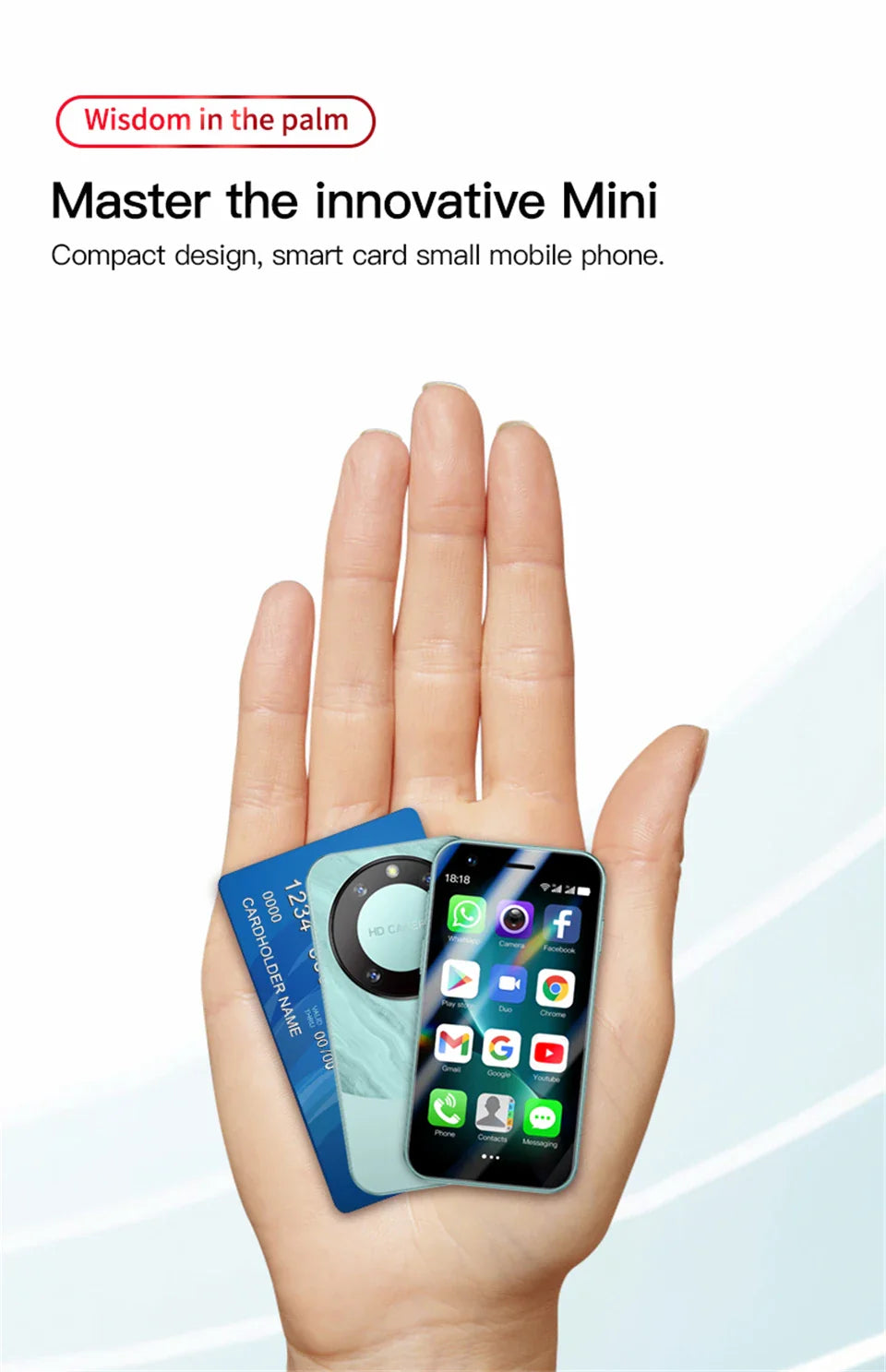 SOYES F8 Pro Max Mini Android Phone — 3.0" Display, 1GB RAM, 16GB ROM, Dual SIM, 3G, Play Store Compatible Small Smartphone