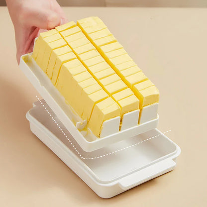 Solid Butter Box & Cheese Board Server: Handy Transparent Plastic Storage Container for Cheese - Crisper Keeper Case with Cutting Function