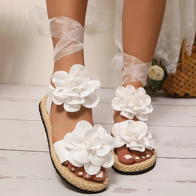 Women’s Fairy Platform Sandals - Floral Lace-Up Cute Elegant Summer Shoes