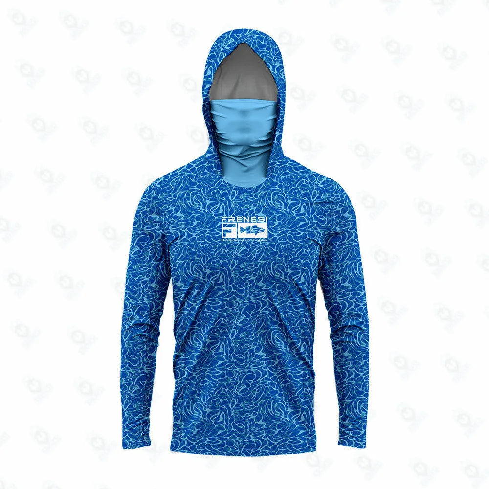 Men's Fishing Shirt with Sun Protection – All in One Hoodie Mask, UPF 50+ T-Shirt for Hunting, Camping & Angling