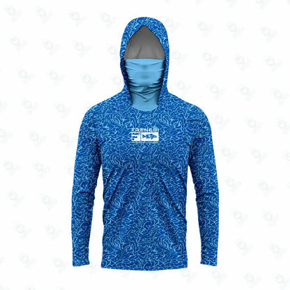 Men's Fishing Shirt with Sun Protection – All in One Hoodie Mask, UPF 50+ T-Shirt for Hunting, Camping & Angling