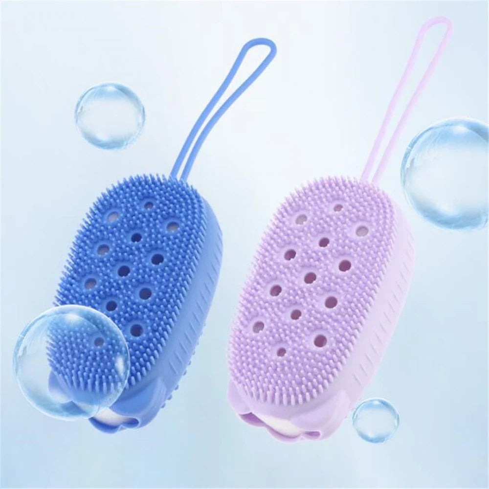 Silicone Body Scrubber: Shower Exfoliating Scrub Sponge - Bubble Bath Brush Massager for Skin Cleaning, Bathroom Accessories