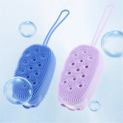 Silicone Body Scrubber: Shower Exfoliating Scrub Sponge - Bubble Bath Brush Massager for Skin Cleaning, Bathroom Accessories
