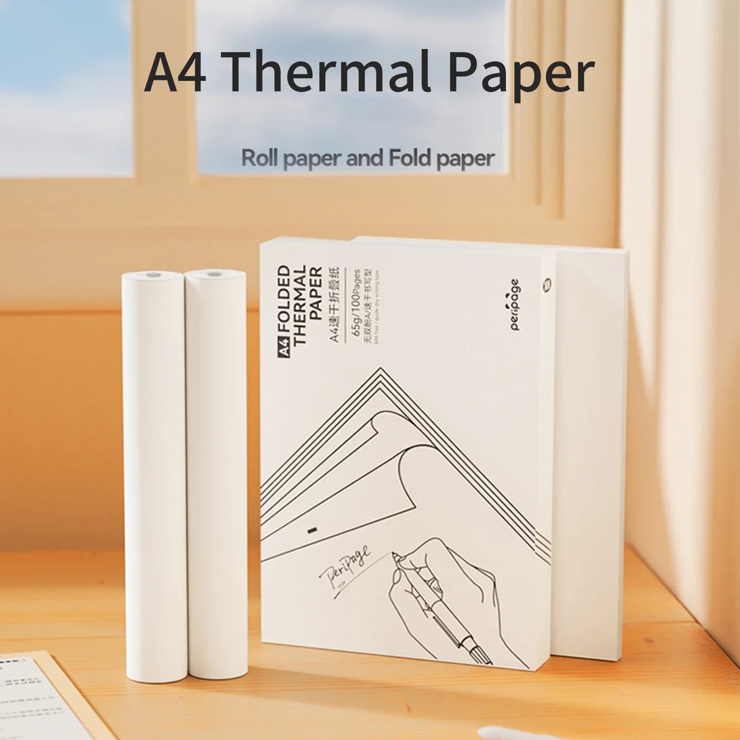 PeriPage Fold Thermal Paper – Compatible with PeriPage A40 Thermal Printer – Quick-Dry for Photos, Receipts, Memos, PDF Files