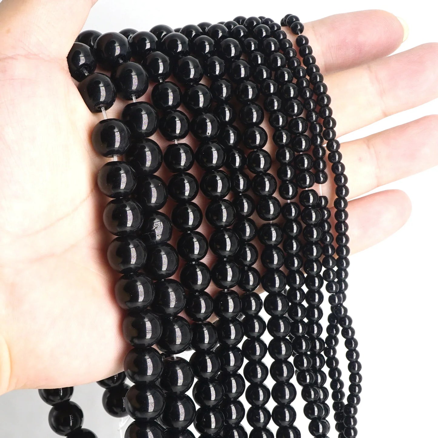 Natural Black Agate Beads – Round Frosted Stone Spacer Beads for DIY Jewelry, Bracelets & Necklace Accessories