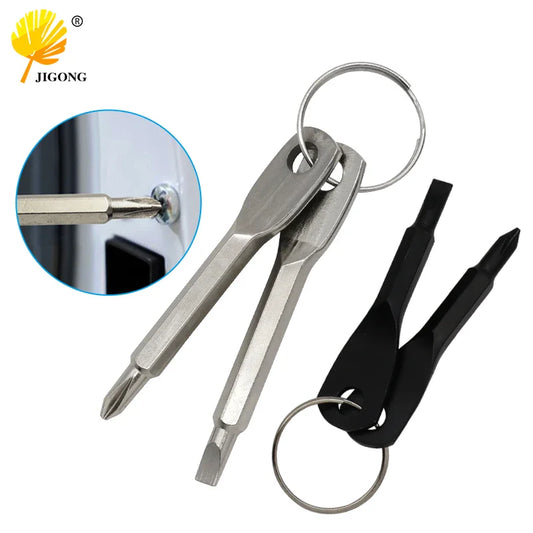 Portable Phillips Slotted Screwdriver Key Ring: Multi Mini Pocket Repair Tool Gadget