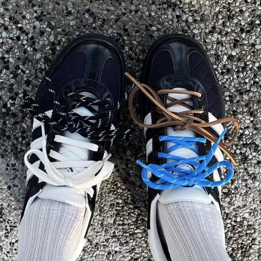 4PCS Vintage DE Leather Shoelaces Set – Round & Flat DIY Sports Casual Shoe Laces Combination