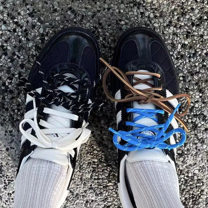4PCS Vintage DE Leather Shoelaces Set – Round & Flat DIY Sports Casual Shoe Laces Combination
