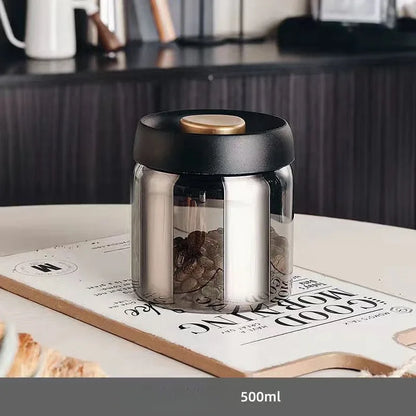 Coffee Bean Vacuum Sealed Glass Jar — Light-Proof, Airtight Container for Food, Grains, Candy & Moisture-Proof Storage