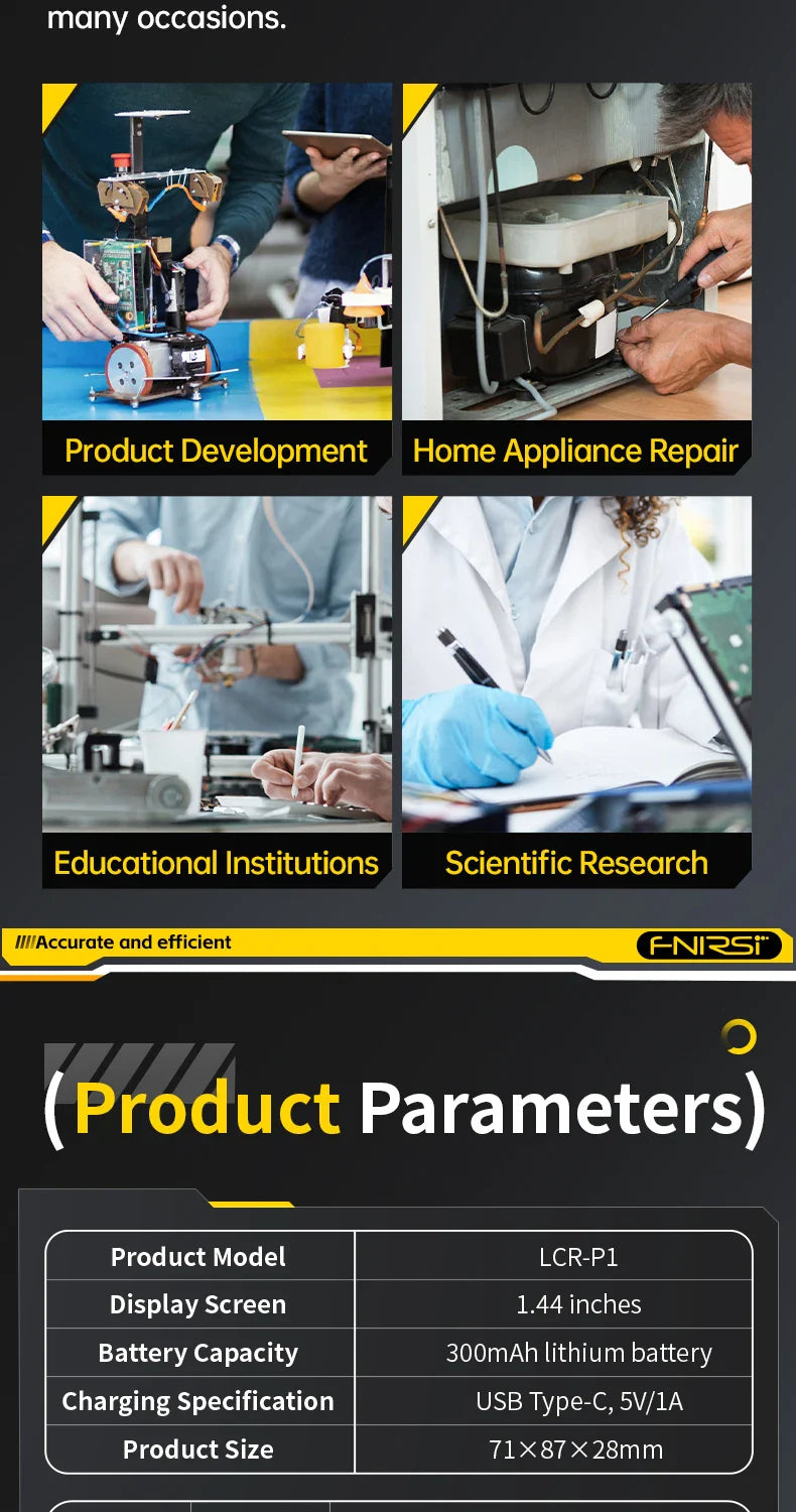 FNIRSI LCR-P1 Multifunctional Transistor Tester & LCR ESR Multimeter for Diodes, Capacitance, Resistance