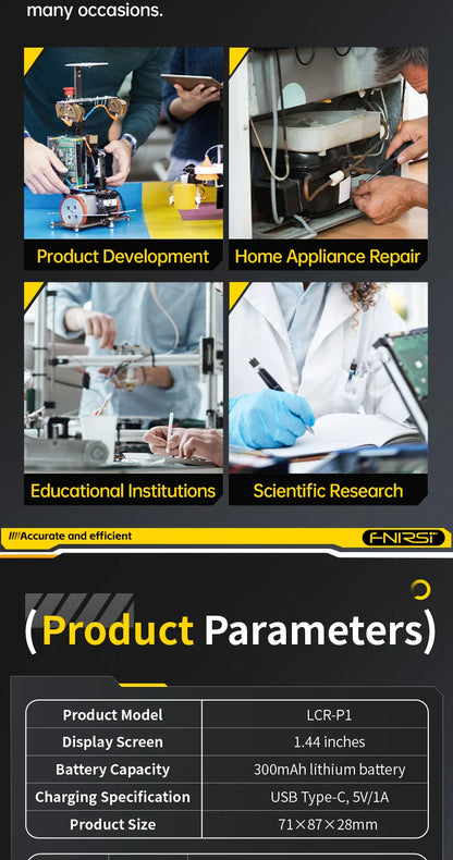 FNIRSI LCR-P1 Multifunctional Transistor Tester & LCR ESR Multimeter for Diodes, Capacitance, Resistance