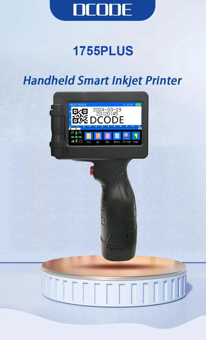 DCODE 1755PLUS Portable Handheld Inkjet Printer – 12.7mm Text, QR, Barcode, Logo & Date Printing Machine