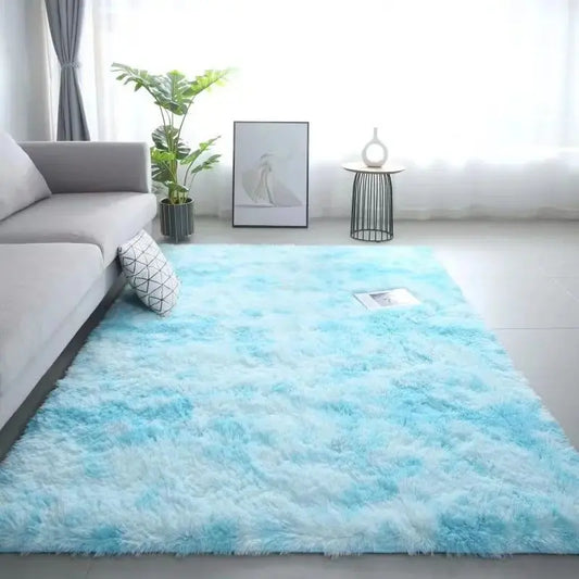 VIKAMA Silk Wool Tie-Dye Rug – Non-Slip Washable Carpet for Kids Room, Living Room & Bedroom