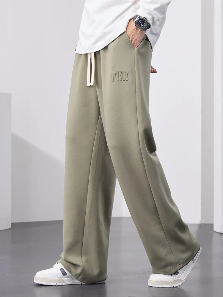 Men’s Wide Leg Cotton Sweatpants – Straight Fit Drawstring Casual Sports Track Pants, Big Size up to 8XL