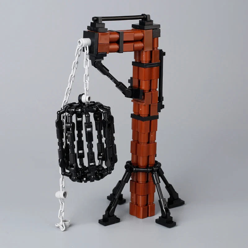 MOC Medieval Prison Hanging Cage Building Block Set – Castle Scene Assembly Toy Kit