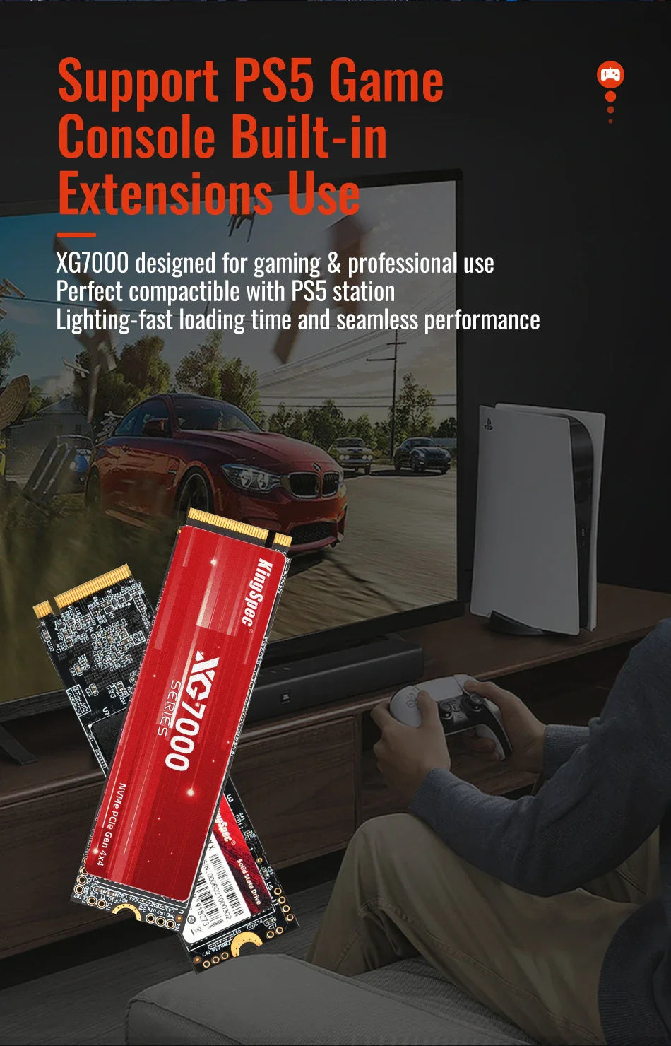 KingSpec M.2 PCIe 4.0 NVMe SSD – 512GB, 1TB, 2TB, 4TB Solid State Drive for Laptop, Desktop, PS5