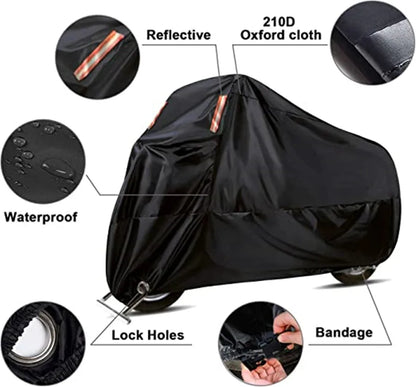 Thick Oxford Motorcycle Waterproof Cover – Universal Outdoor Dustproof, Rainproof, Sunshade & UV Protective Motorbike Cover