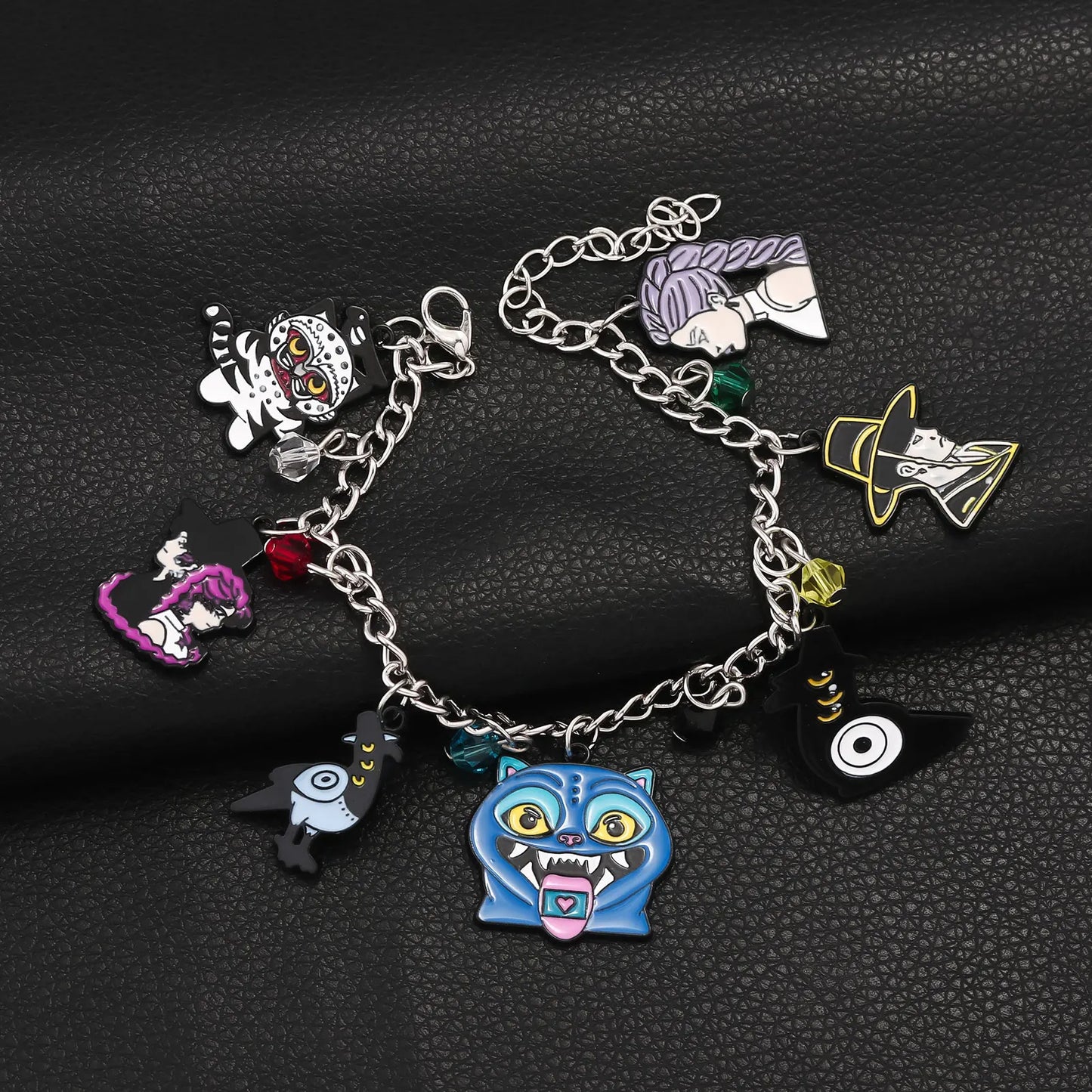 Y2K K-Pop Demon Hunters Bead & Enamel Pendant Bracelet – HUNTR/X Bangle Cosplay Jewelry Gift