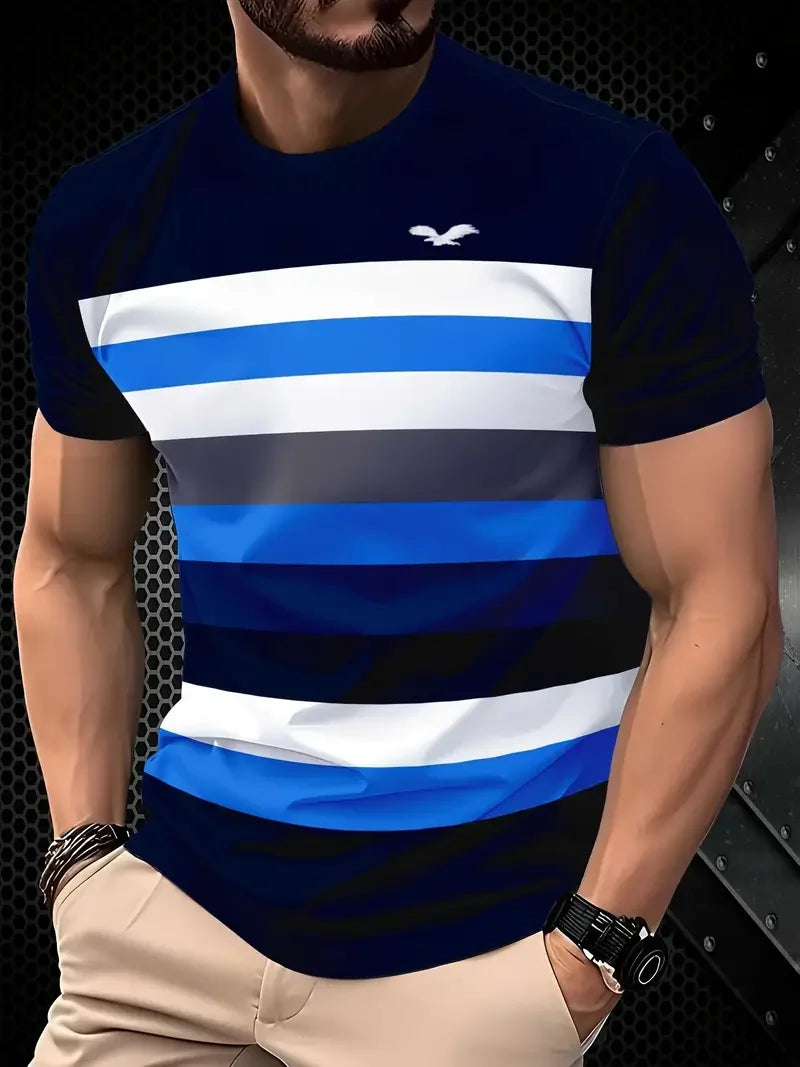 Men’s 3D Printed Sports T-Shirt - Breathable Round Neck Polyester Casual Summer Tee Top