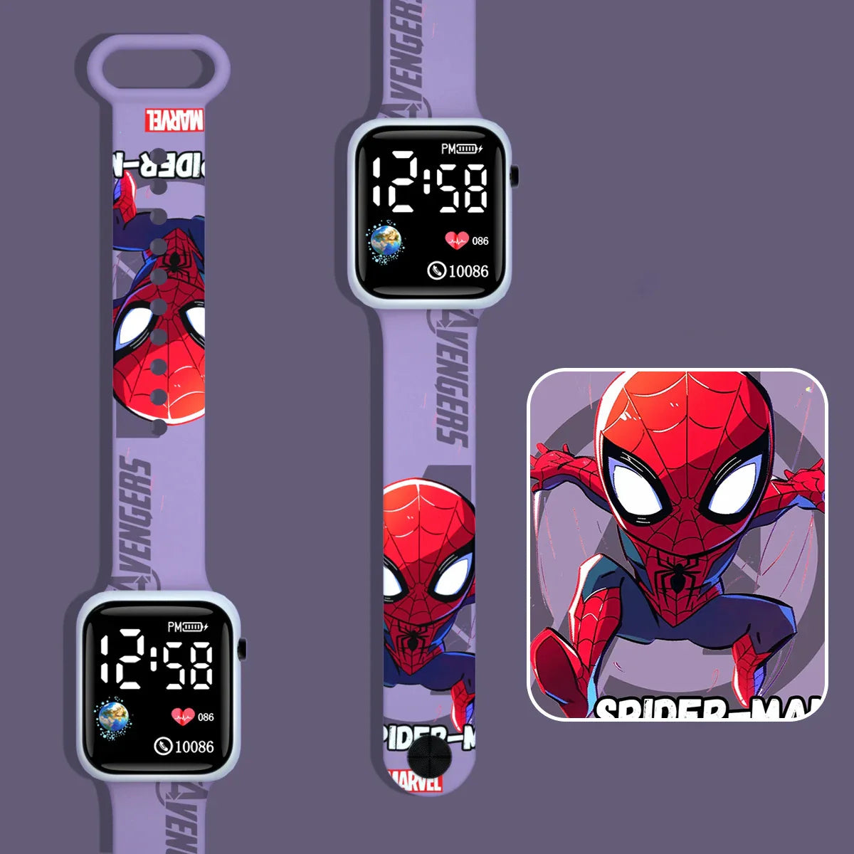Kids Superhero LED Digital Watch – Spider-Man Iron Man Captain Hero Sports Clock for Boys Student Gift Toy Watch