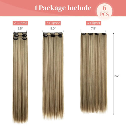 Clip-In Hair Extensions – Thick & Long Lace Weft Synthetic Hairpieces for Women