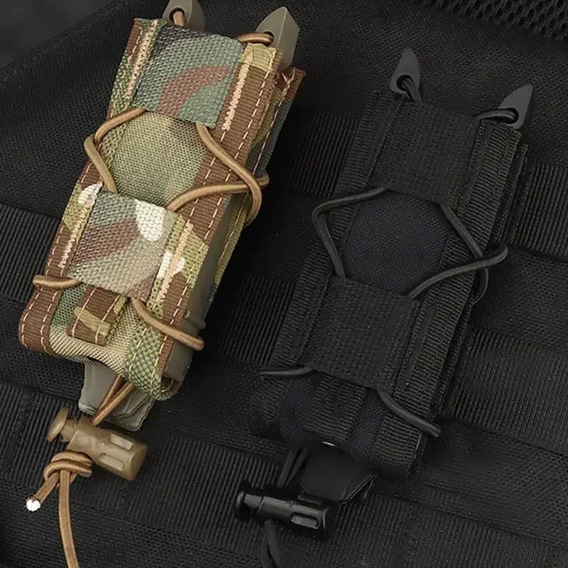 Tactical Molle Magazine Pouch - 9MM Pistol Mag & Flashlight Holder