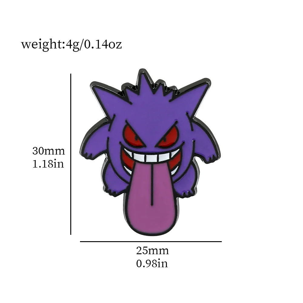 Gengar Cartoon Enamel Brooch — Anime Lapel Pin for Backpack Accessories, Fan Collection & Jewelry Gift