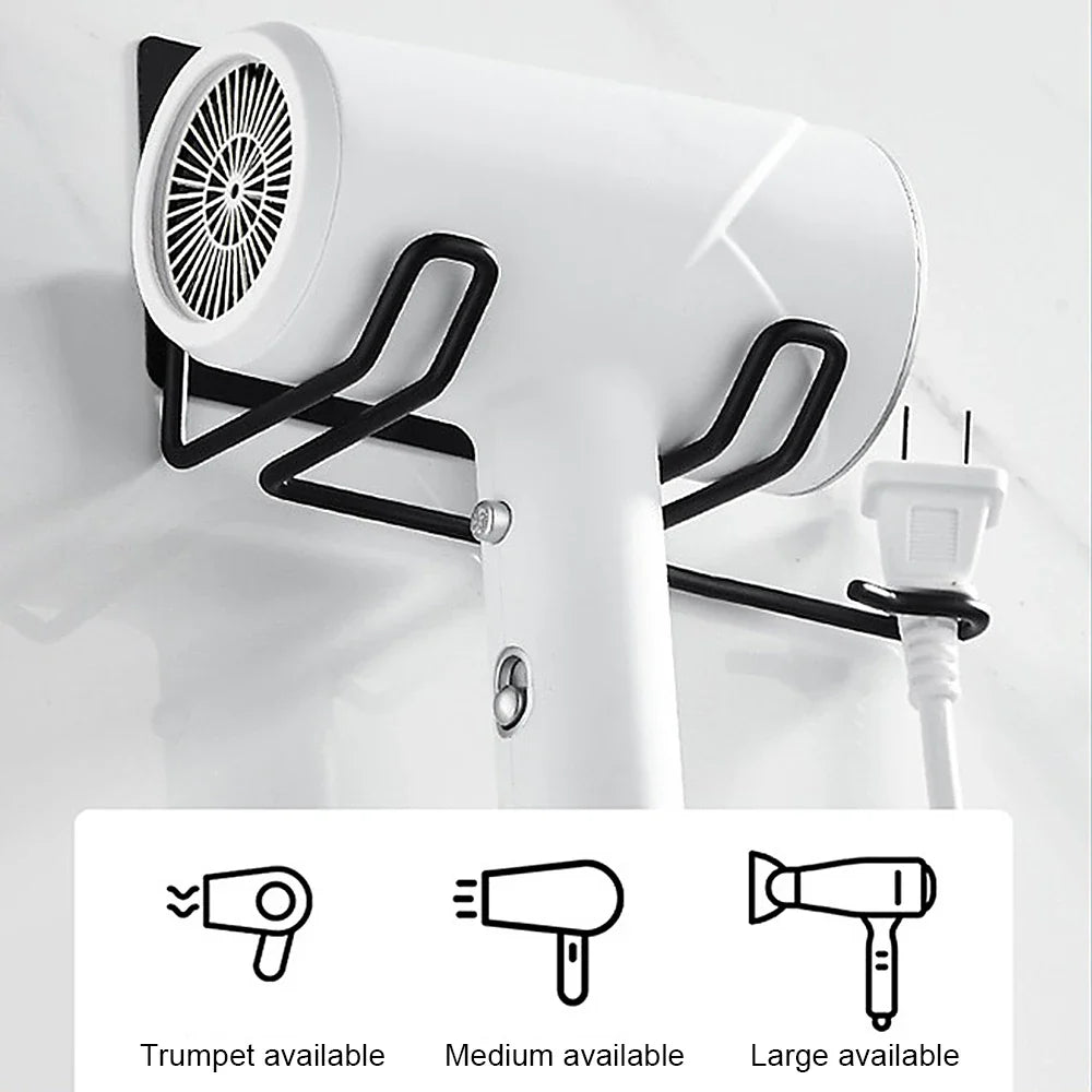 Wall-Mounted Hair Dryer Holder Rack – Bathroom Organizer for Hair Tools, Straightener & Dryer Storage Shelf