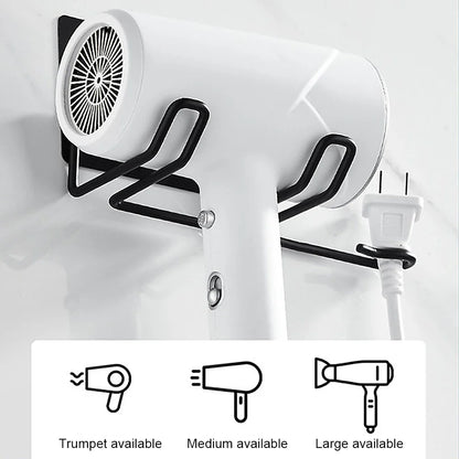 Wall-Mounted Hair Dryer Holder Rack – Bathroom Organizer for Hair Tools, Straightener & Dryer Storage Shelf