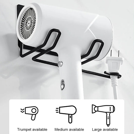 Wall-Mounted Hair Dryer Holder Rack – Bathroom Organizer for Hair Tools, Straightener & Dryer Storage Shelf