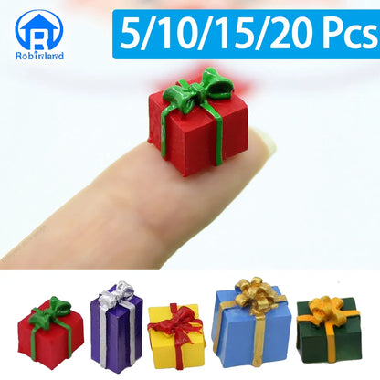 Mini 1/12 Scale Festival Gift Boxes – Resin Christmas & Birthday Dollhouse Decorations (5–20PCS Set)