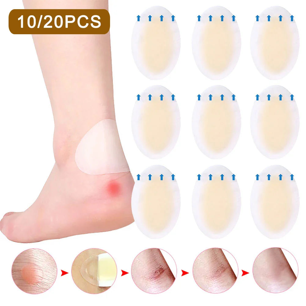 10/20PCS Hydrocolloid Foot Patches Heel Stickers | Anti-Wear Adhesive Bandages for Pain Relief & First Aid