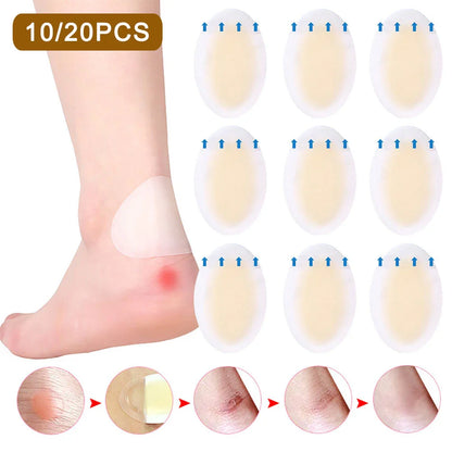 10/20PCS Hydrocolloid Foot Patches Heel Stickers | Anti-Wear Adhesive Bandages for Pain Relief & First Aid
