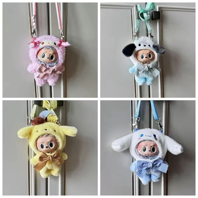 Labubu Sanrio Doll Crossbody Bag — Kawaii Anime Melody Cinnamoroll Clothing Pendant, Cute Cartoon Toy Gift
