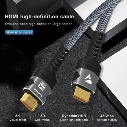 8K HDMI 2.1 Cable – 48Gbps High-Speed Adapter, 4K@120Hz & 8K@60Hz, eARC HDR Video for PC, Laptop, TV Box, PS5, RTX 3080