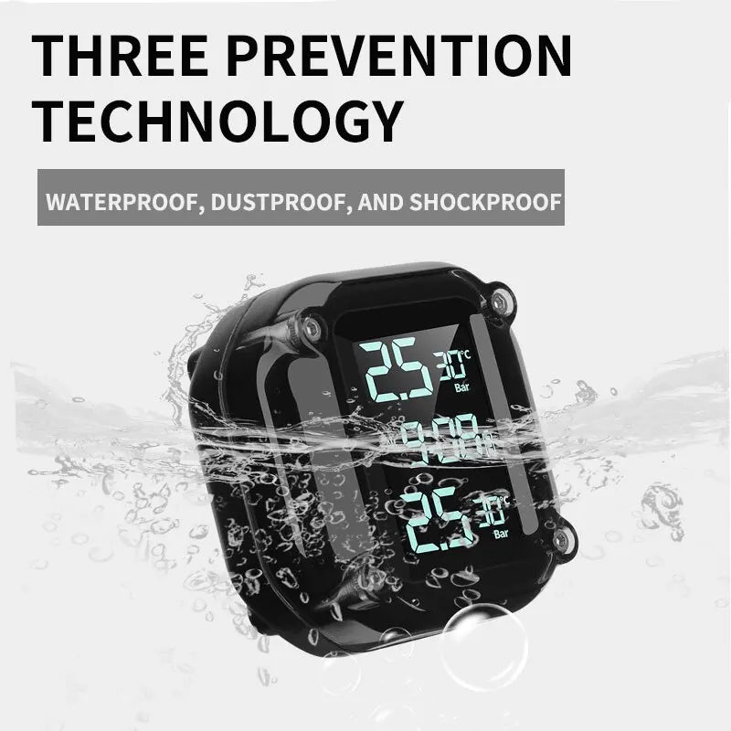 M5 Motorcycle Tire Pressure Monitor - Digital Display Wireless External Tire Pressure Detector