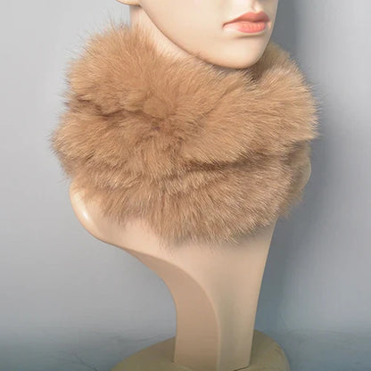 2025 Real Fox Fur Scarf and Headband – Luxury Winter Neck Warmer for Women, 100% Natural Fur, Elastic Ring Muffler