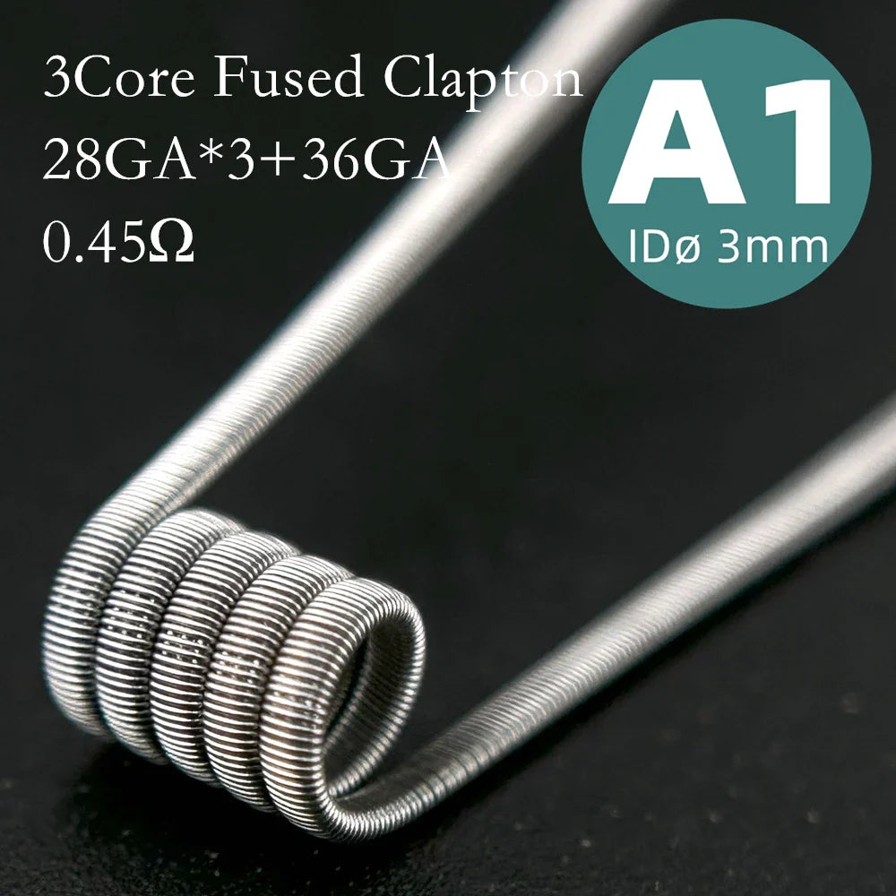 21-Pack PreMade 3mm Resistance Wire Coils — Jaw Clips, Springs, A1/SS316L/Ni80 for Vaping Builds