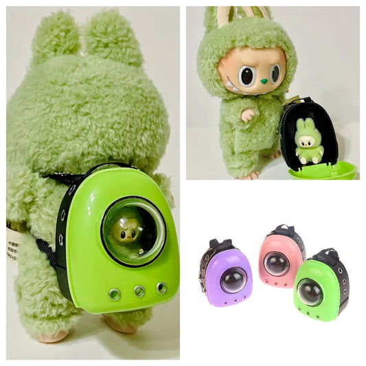 Labubu Doll Canvas Backpack – Cute Simulation Pet Bag for 15–17cm Dolls