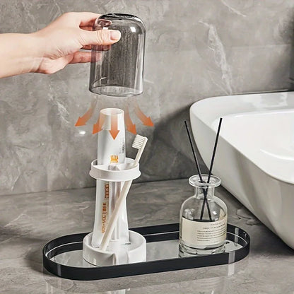 Multifunctional Plastic Toothbrush & Toothpaste Holder – Dustproof, Drainage Design for Home Use