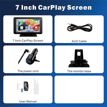 Pionrat 7" Portable CarPlay Screen - Wireless Android Auto Touchscreen with Bluetooth & Navigation