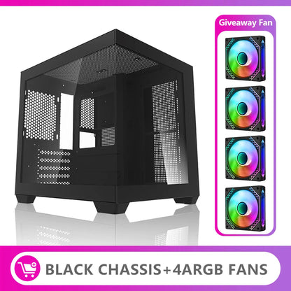 Aigo 275P Gaming PC Case — Sea View M-ATX/ITX Desktop with Double-Sided Tempered Glass