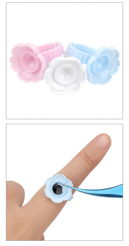 AILEISHI 100PCS Disposable Eyelash Glue Cup Rings – Lash Extension Pigment Holder Tattoo Makeup Tools