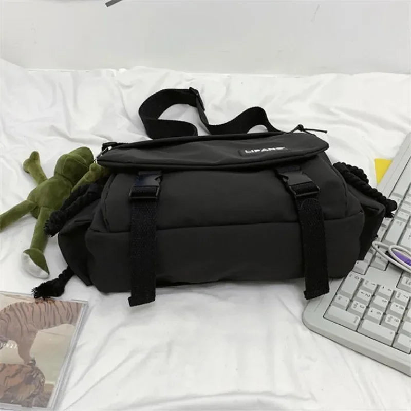 Youth Fashion Nylon Crossbody Bag – Large Capacity Canvas Shoulder Messenger School Bag for Women & Girls