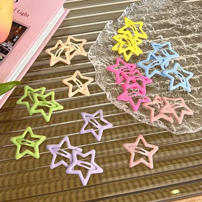 10/50PCS Colorful Kawaii Star Barrettes – Y2K Sweet Girls Metal Snap Hairclips & Hair Jewelry Gifts