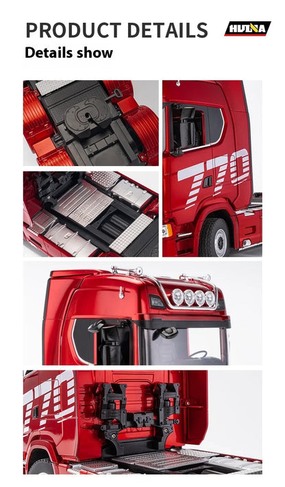 Huina 770S Remote Control Engineering Car — Genuine Alloy Trailer Head Model, 4WD Toy for Kids, Ratio 501D