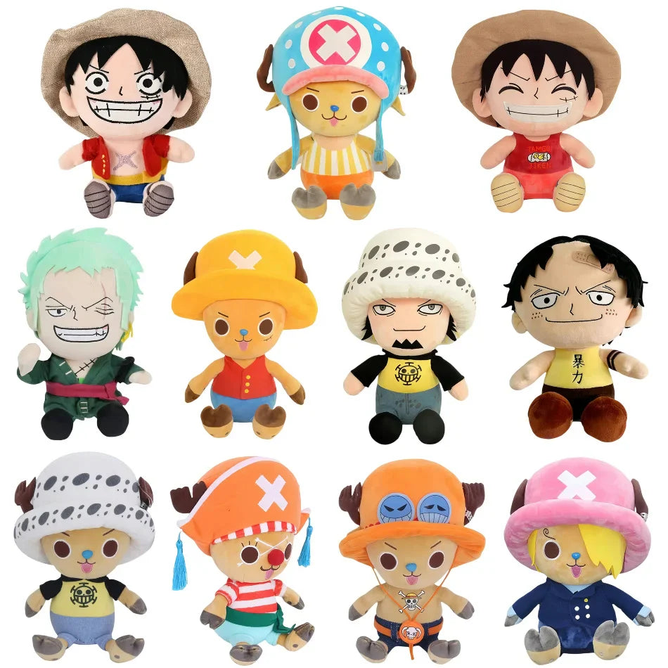 Japanese Anime One Piece Plush Toys — 25cm Luffy, Chopper, Ace & Roronoa Zoro Stuffed Dolls, Cute Cartoon Figure Kids Christmas Gift