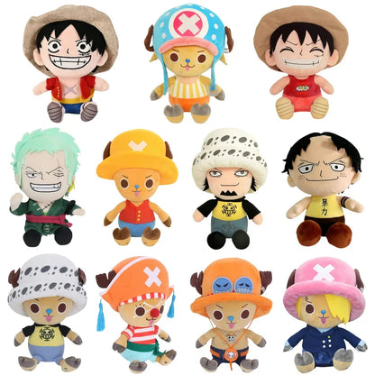 Japanese Anime One Piece Plush Toys — 25cm Luffy, Chopper, Ace & Roronoa Zoro Stuffed Dolls, Cute Cartoon Figure Kids Christmas Gift