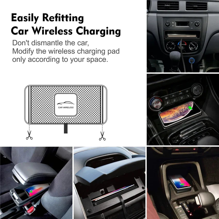 Wireless Charger Car Dock Pad - Fast Charging for iPhone 15, 14, 13, 12, X Pro Max & Samsung S9, S8 - Universal Phone Car Charger