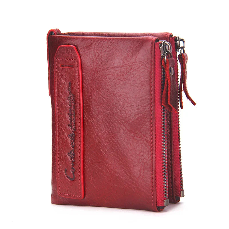 CONTACT'S Genuine Leather Short Wallet for Women — Luxury Designer Card & Coin Holder, Mini Money Clip Wallet with Free Shipping